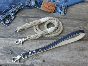 2-in-1 Interchangeable Dog Leash with Denim Handle