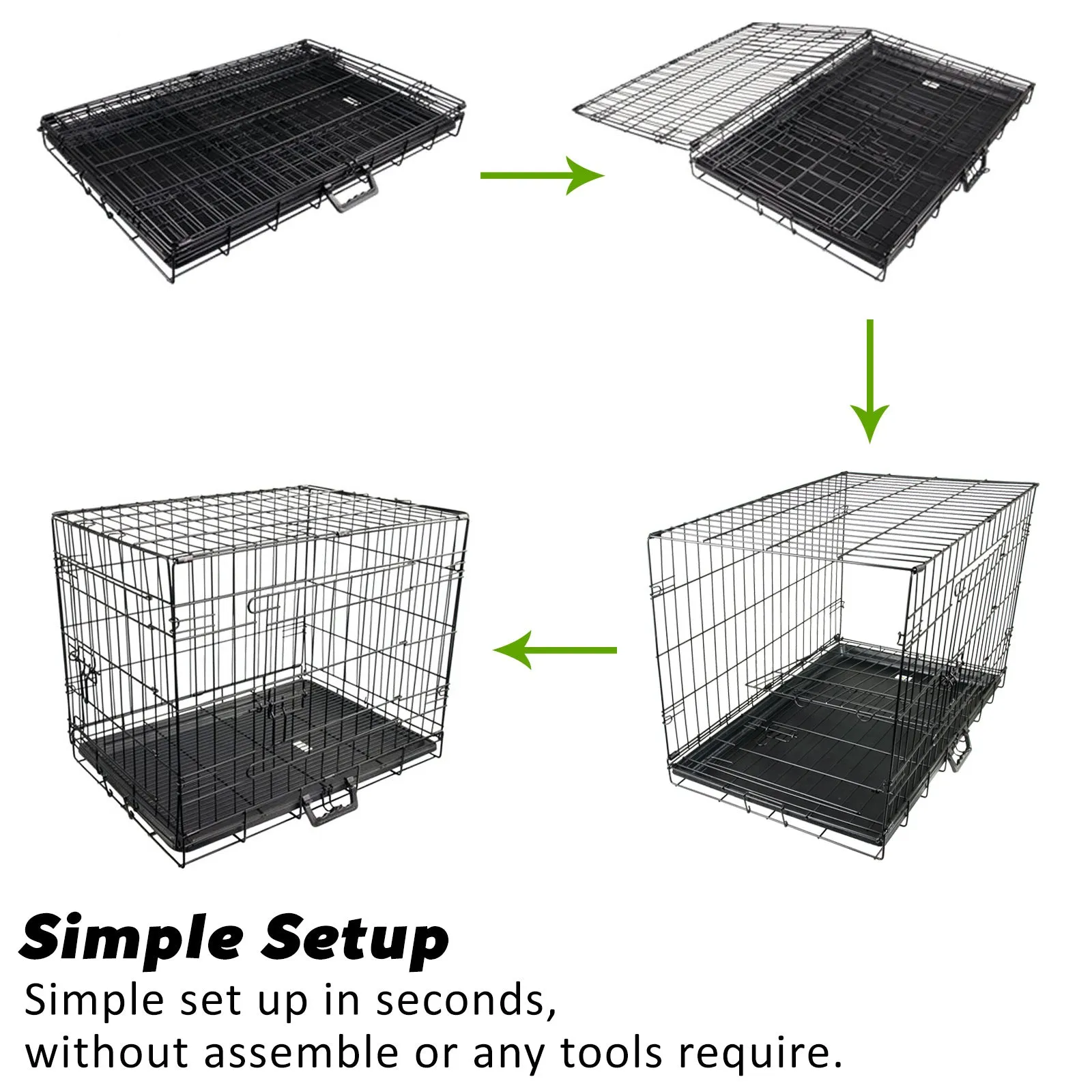 36in Durable Steel Wire Dog Crate with Cover and Cushion