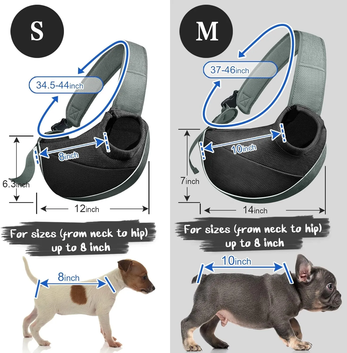 Adjustable Dog and Cat Sling Carrier with Padded Shoulder Strap, Large Zipper Pocket, and Mesh Pocket for Outdoor Travel