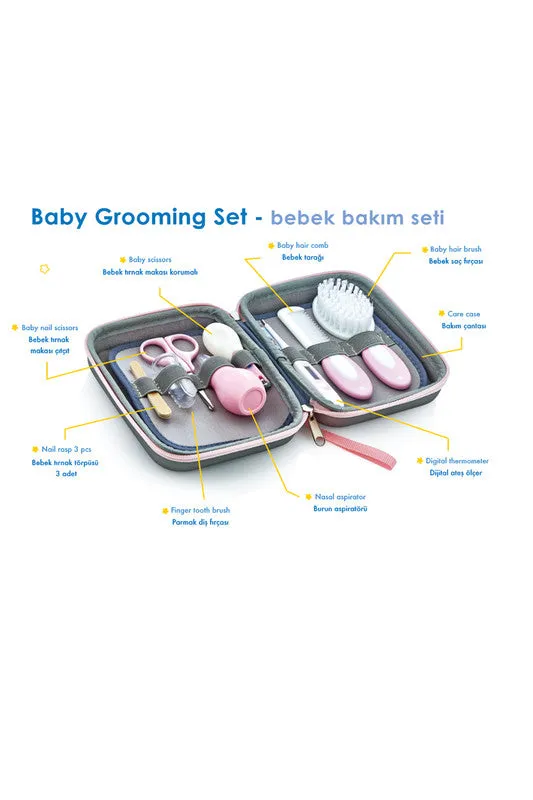 Babyjem 9-Piece Baby Grooming Set for Babies, Newborn, Pink, 0 Months 