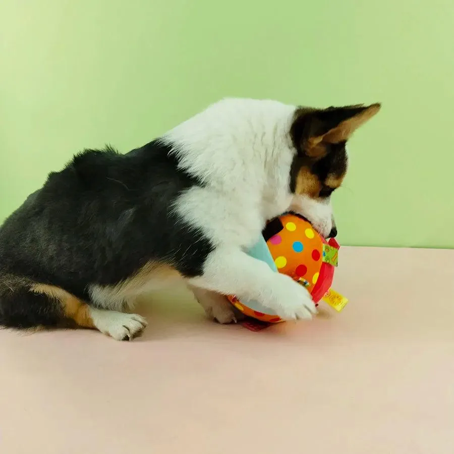 Bell-Filled Plush Dog Ball Chew Delight