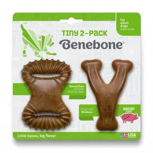 Benebone Adult Tiny 2pack Bacon Wishbone Dental Dog Chew Toy