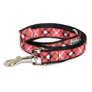 Bias Plaid Dog Leash Red