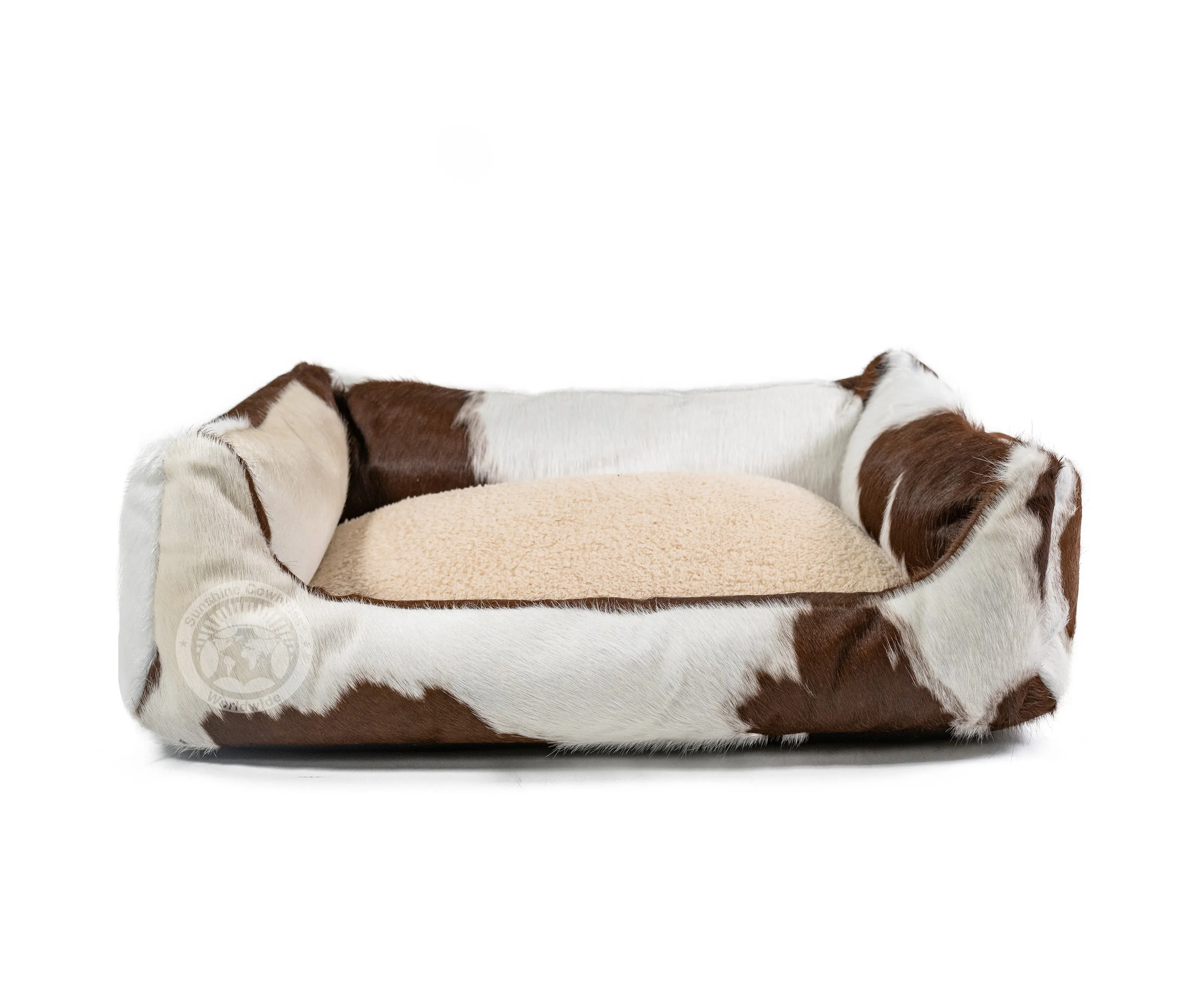 Brown and White Cowhide Pet Bed, 22X29X8"