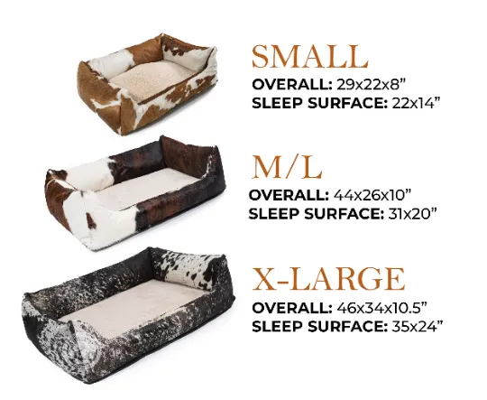 Brown and White Cowhide Pet Bed, 22X29X8"