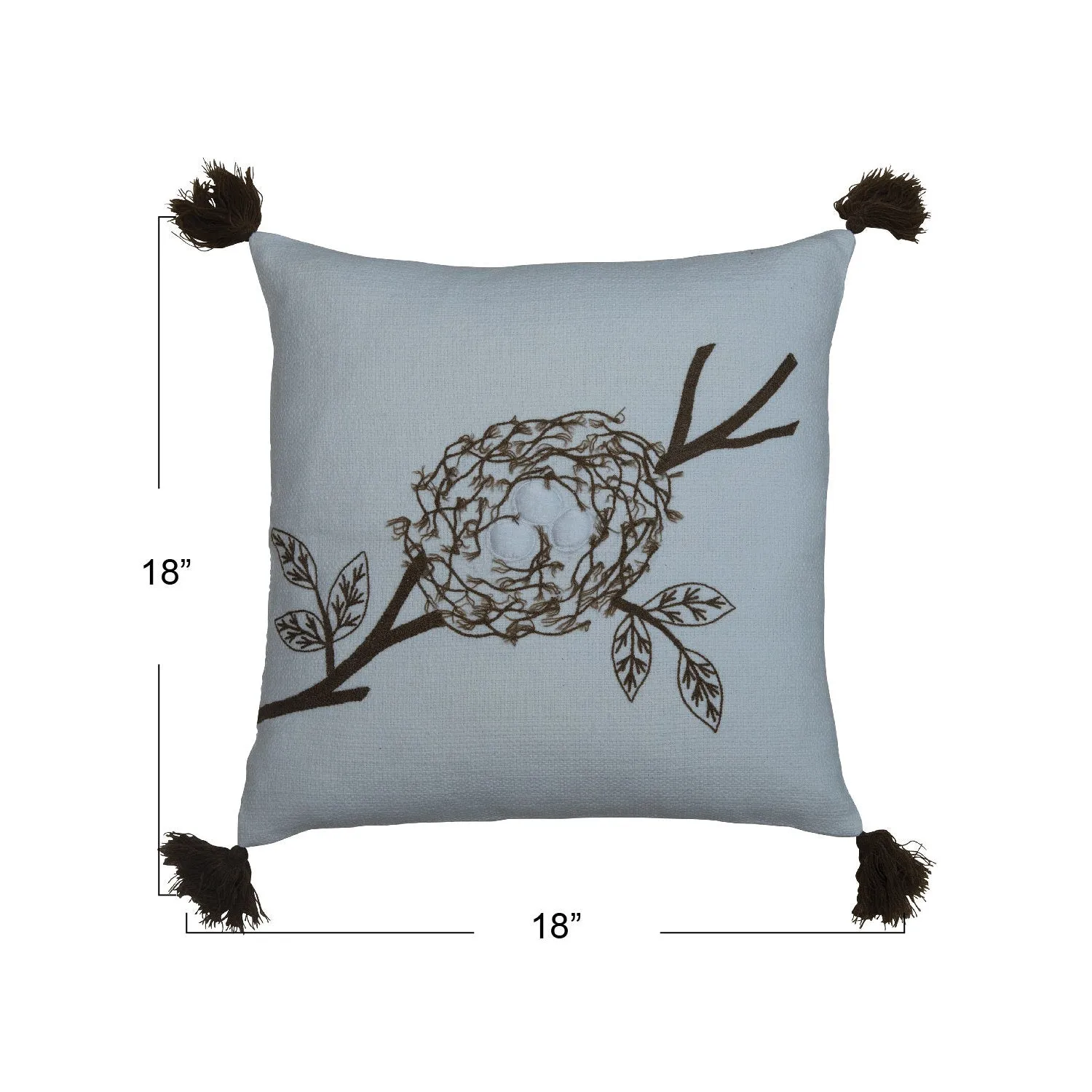 Cotton Embroidered Pillow w/ Nest