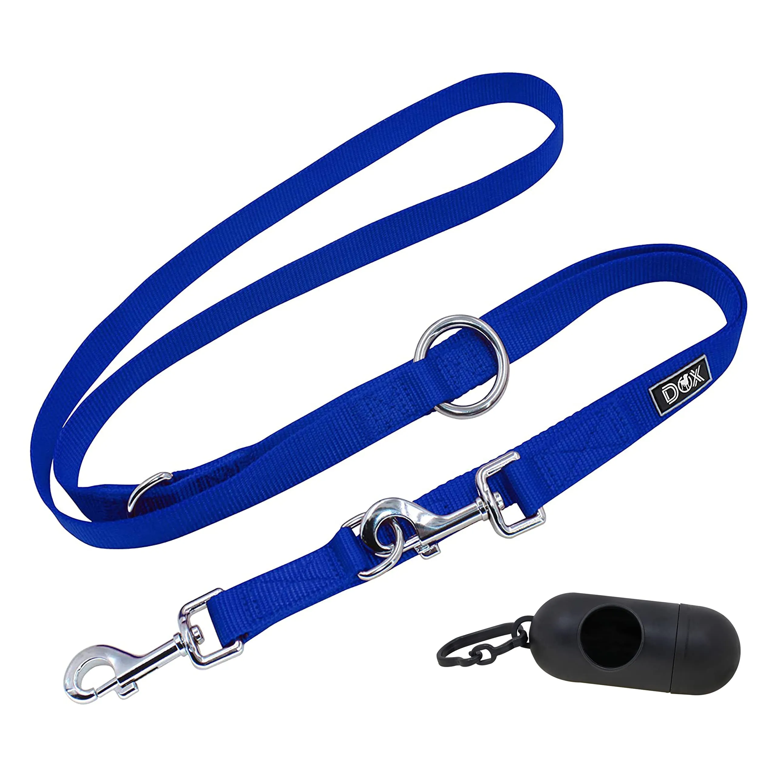 DDOXX Nylon Dog Leash, 3-Way Adjustable, 6.6 ft - for Dogs Large & Small - Double Dog