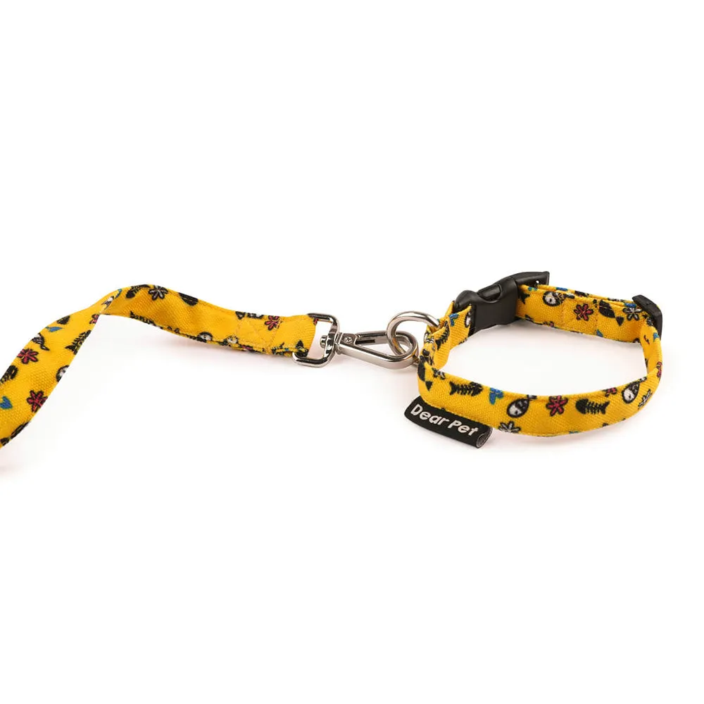 Dear Pet Something's Fishy Cat Collar & Leash Set in Yellow