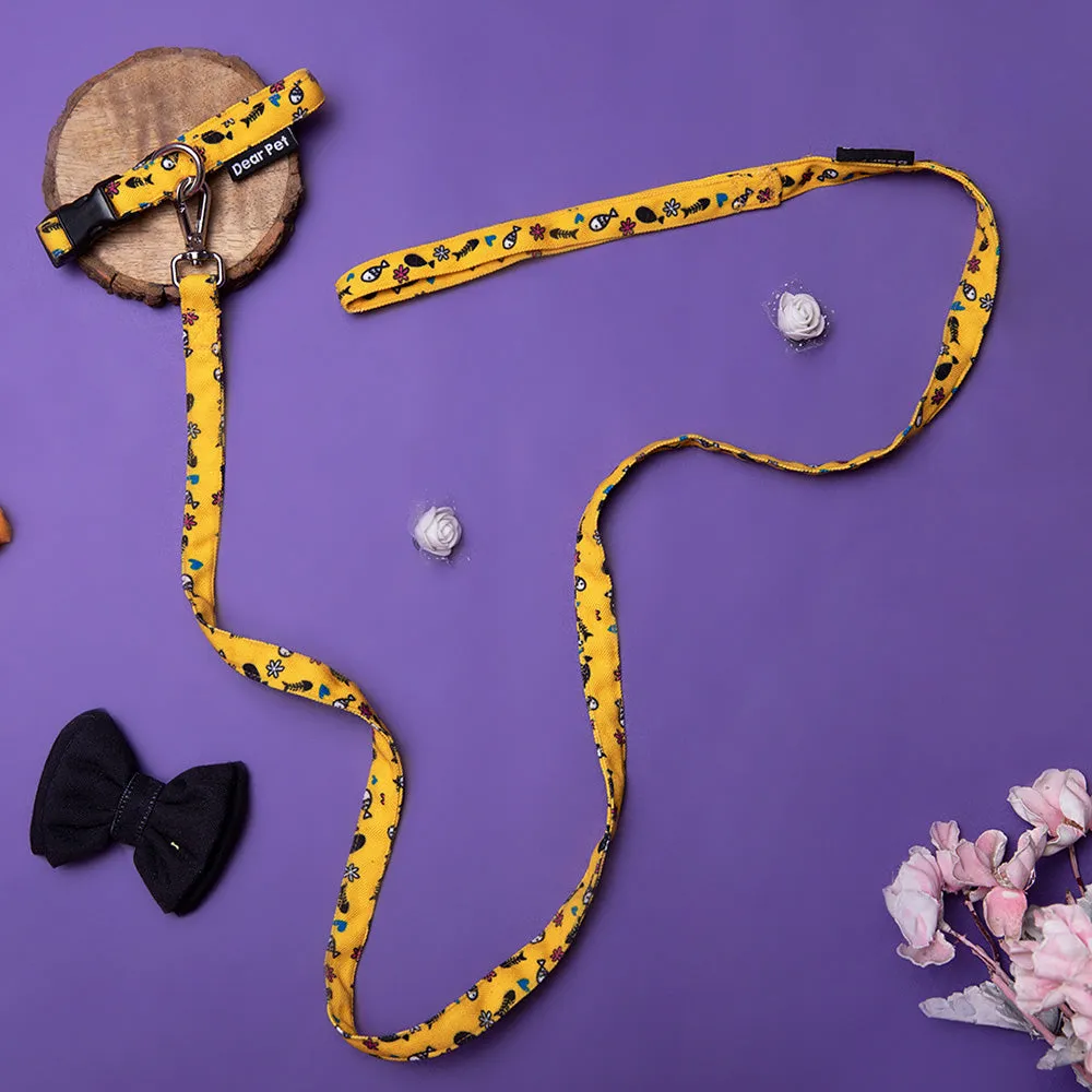 Dear Pet Something's Fishy Cat Collar & Leash Set in Yellow