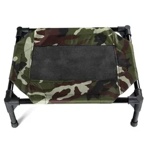 Elevated Waterproof Camping Pet Bed, Medium Army - Floofi