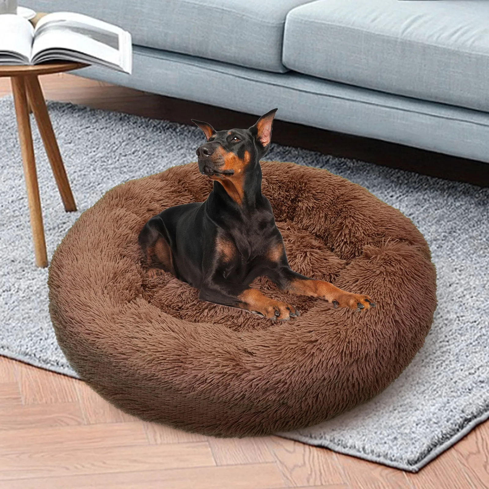 Extra Soft Round Dog Bed, Non-Slip, 120cm XXL - Pawfriends