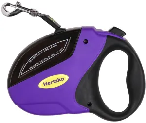 Heavy Duty Retractable Dog Leash - Purple And Black, 16 Foot, Supports Up