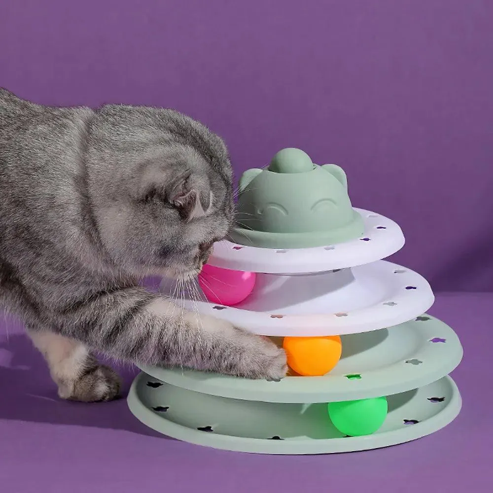 Interactive Cat Toy Tower with Roller Balls (4 Levels)