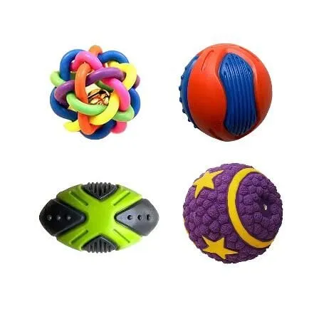 Latex Interactive Training Fetch and Play Squeaky Toy -Combos Cotton Blend Round Shape