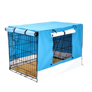 Paw Mate Wire Dog Cage Crate 42in with Tray   Cushion Mat   Blue Cover Combo