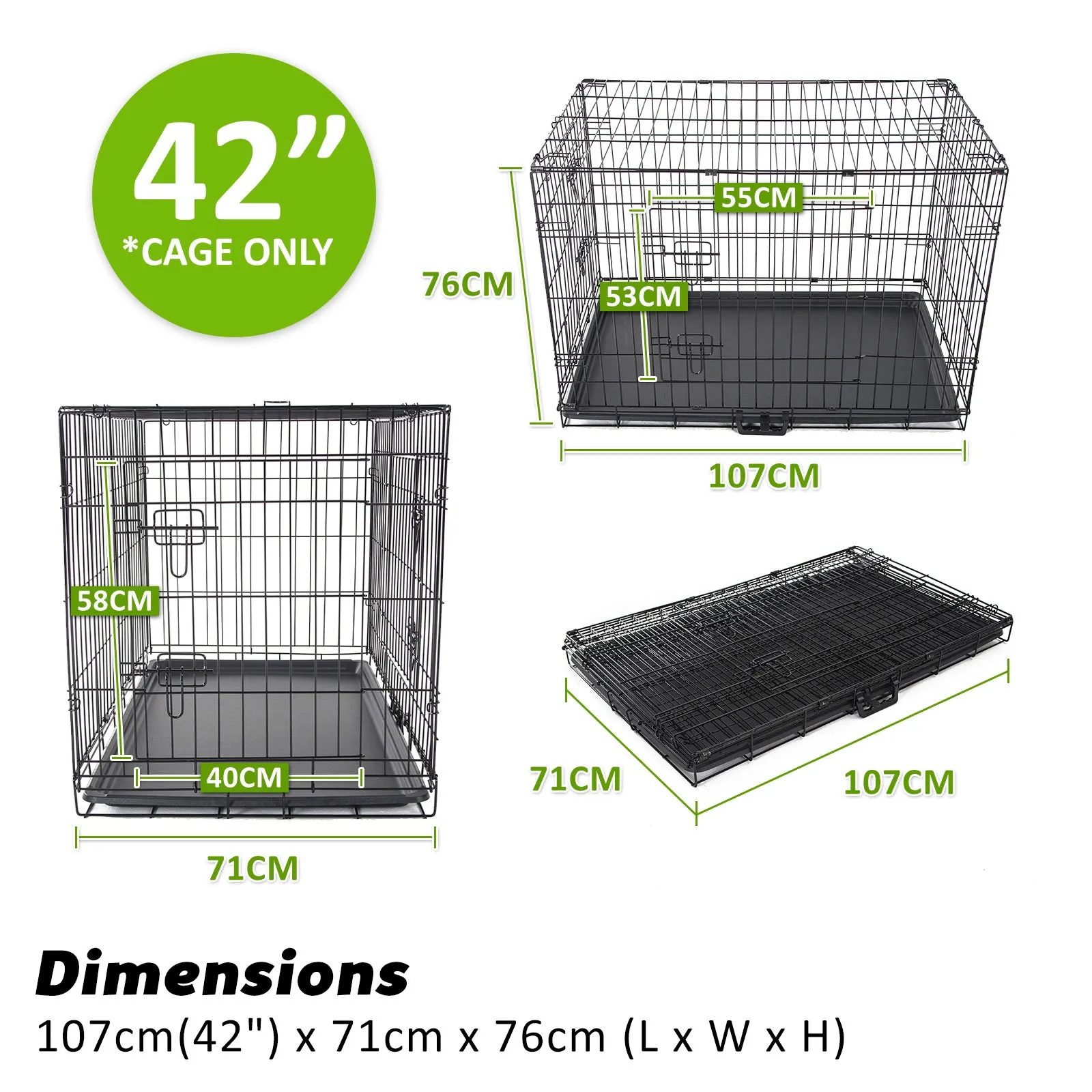 Paw Mate Wire Dog Cage Crate 42in with Tray   Cushion Mat   Blue Cover Combo