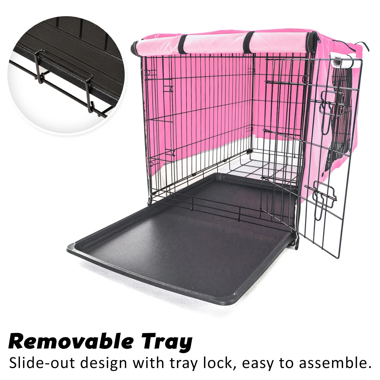 Paw Mate Wire Dog Cage Crate 48in with Tray   Cushion Mat   Pink Cover Combo