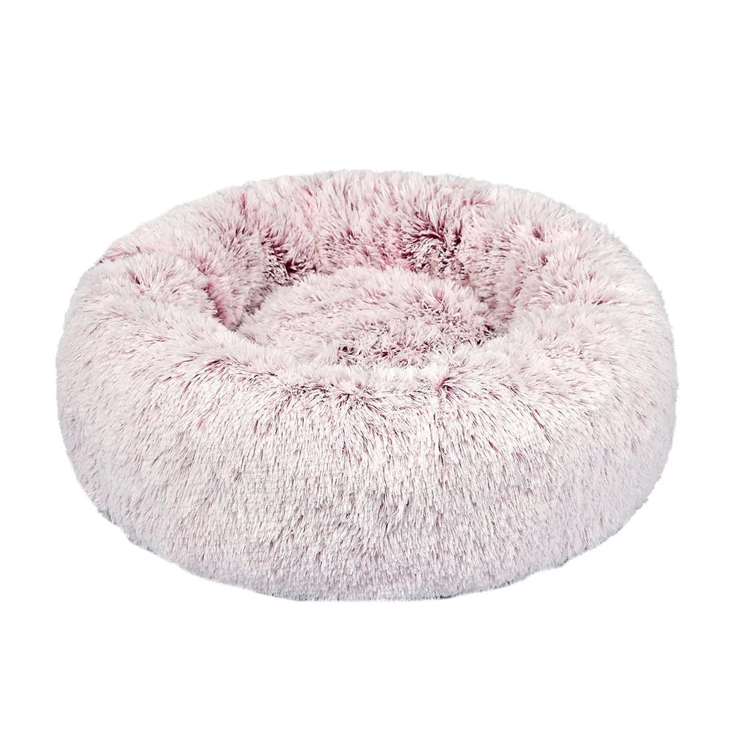 Ultra-Soft Plush XL Pink Donut Dog & Cat Bed - Calming Nest Kennel Mat