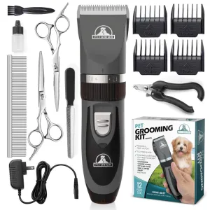 Professional Dog Grooming Kit - Rechargeable, Cordless Pet Grooming Clippers