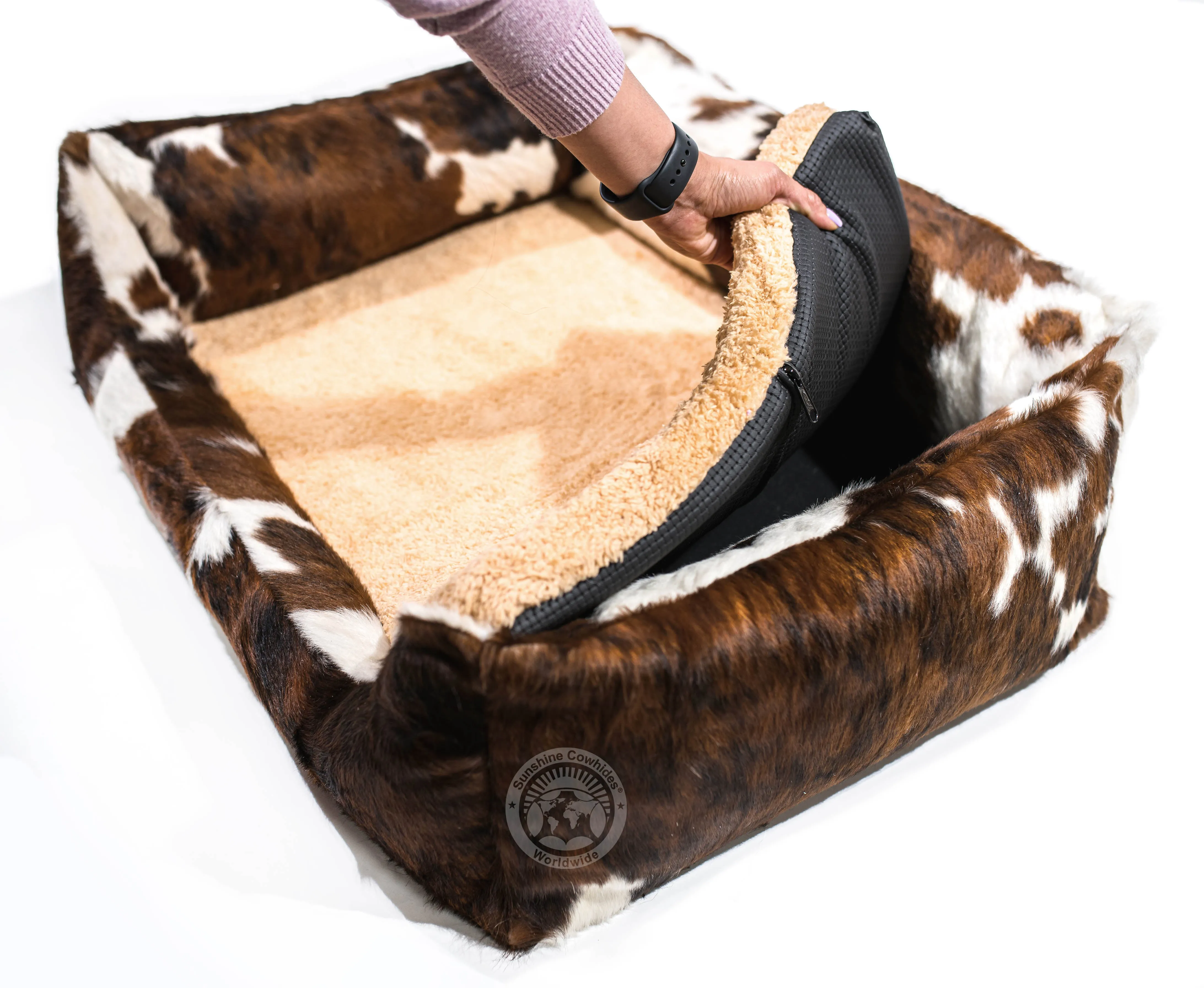 Salt & Pepper Black Cowhide Pet Bed , 22X29X8"