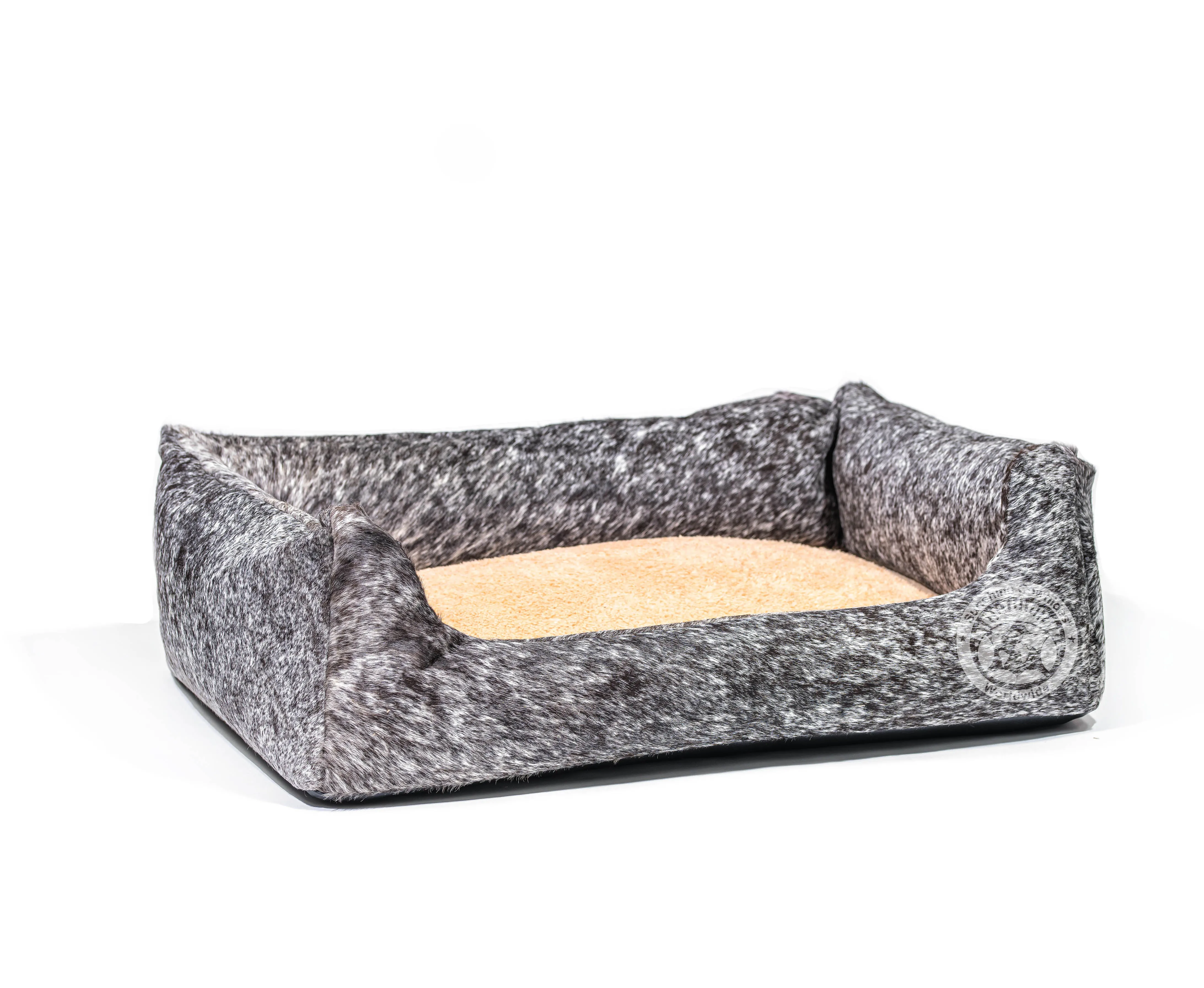 Salt & Pepper Black Cowhide Pet Bed , 22X29X8"