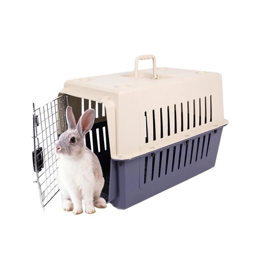 Small Airline Approved Plastic Pet Carrier Cage with Chrome Door in Blue