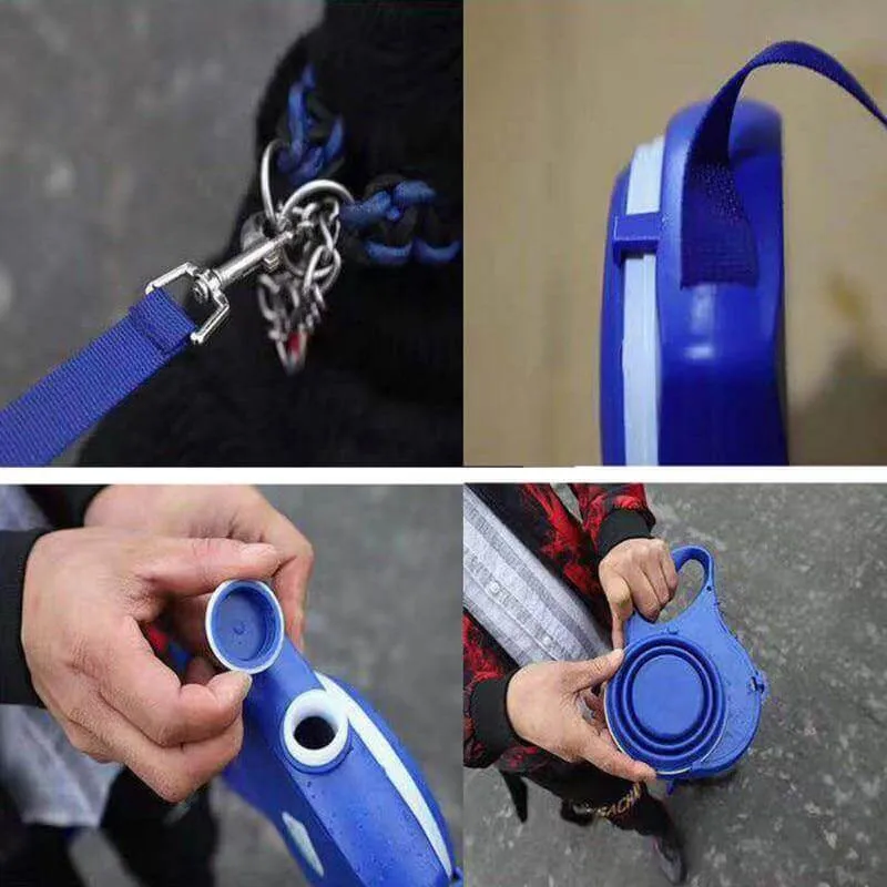 Water Bottle Retractable Dog Leash